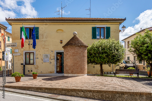 The town hall building in Orciano Pisano, Pisa, Italy 