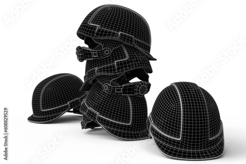 Set of safety helmet or hard cap isolated on white background