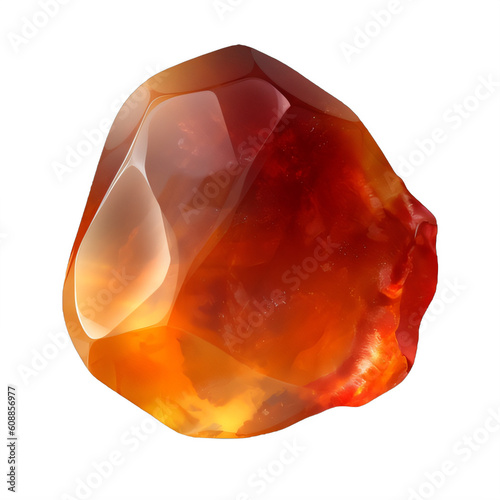 An orange carnelian gem on a transparent background png isolated Generative Ai