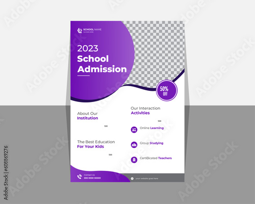school education admission flyer poster layout, book cover, leaflet, poster, brochure, business flyer, template size A4, Easy to use and edit.