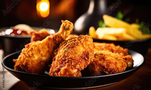 crispy kentucky fried chicken in a white plate