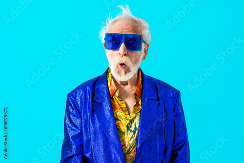 Cool senior man with fashionable outfit portrait