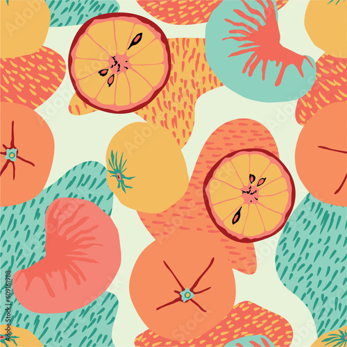 An organic orange fruits seamless pattern