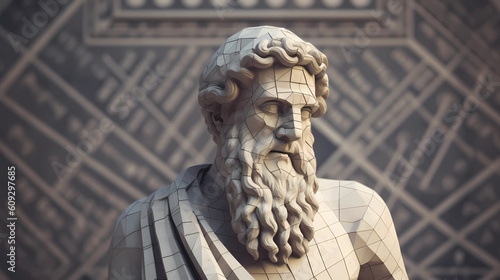 Pythagoras of Samos, mathematician and Greek philosopher. Generative AI.