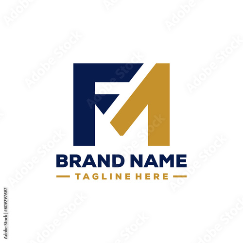 fm f m letter logo design vector
