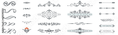 Classic calligraphy swirls, swashes, dividers, floral motifs. Scroll elements and ornate vintage frames. Good for greeting cards, wedding invitations, restaurant menu, royal certificates.