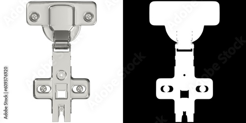 3D rendering illustration of a cabinet hinge