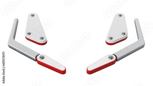 Pinball flippers and bumpers isolated on transparent background. 3D illustration
