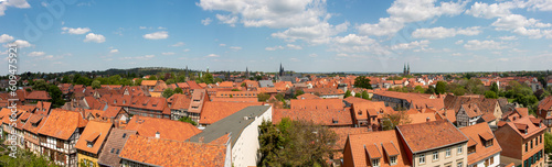 Skyline Panorama (Rathaus) Quedlinburg Saxony-Anhalt Germany