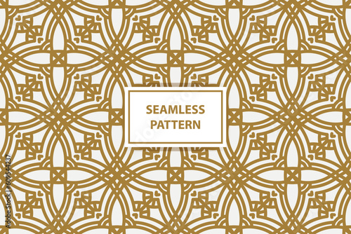 golden pattern. Luxury ornamental seamless ornament in traditional arabian, moroccan, turkish style. Gold abstract floral mosaic background texture. Modern minimal label. Premium design