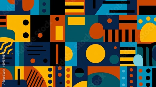A cool and modern wallpaper with abstract shapes and lines in a blackish and colorful palette. generative AI