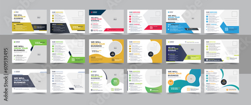Creative modern corporate business postcard EDDM design template, amazing and modern postcard design, stylish corporate postcard design layout bundle