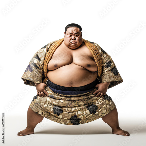 sumo wrestler on white background. Generative AI