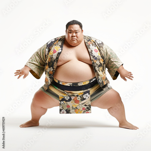 sumo wrestler on white background. Generative AI