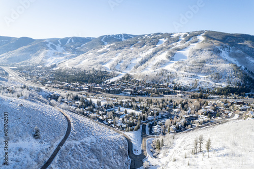 Town of Vail, Colorado Covered In Snow