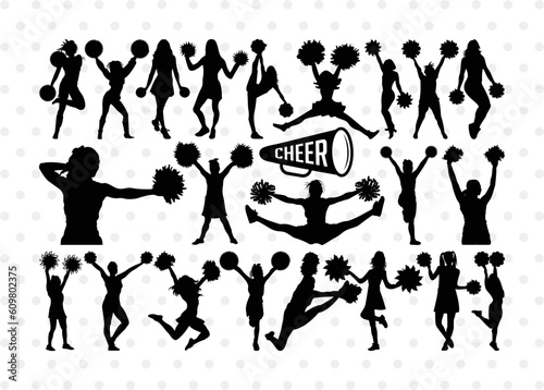 Cheerleader Silhouette, Cheerleading Svg, Cheer Girls Bundle, Sports svg, Cheer Svg, cheer Mom Svg, SB00112