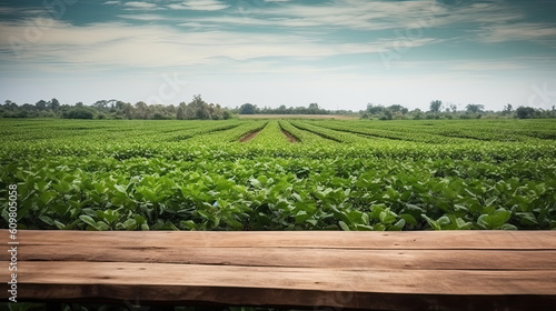 Soy Fields Stretching Beyond: Wooden Table Perspective