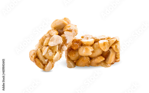 Peanut brittle isolated on white background