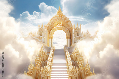 Illustration of stairs and gate of heaven