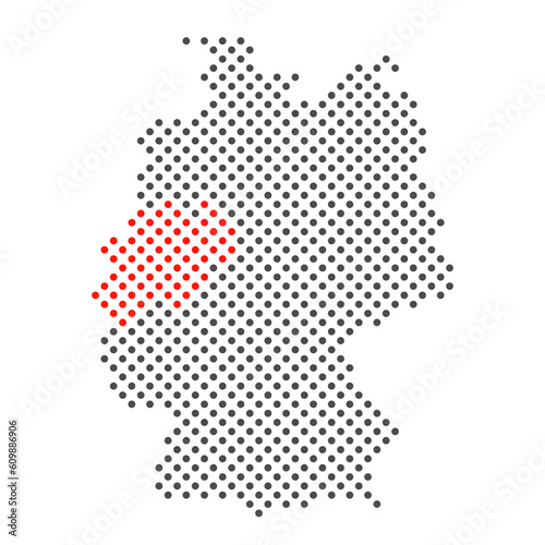 Bundesland Nordrhein-Westfalen: Karte von Deutschland aus Punkten mit Markierung