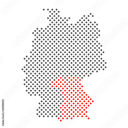 Bundesland Bayern: Karte von Deutschland aus Punkten mit Markierung