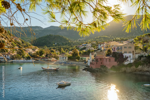Picturesque Assos fishing village on Kefalonia island, Ionian sea, Greece.