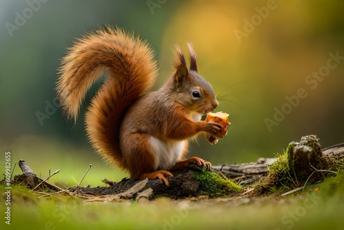squirrel eating nut on park by AI generating