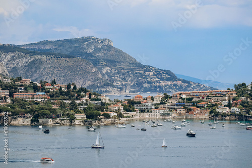 View of Villefranche sur Mer and the beginning of the Saint Jean Cap Ferrat peninsula on the French Riviera