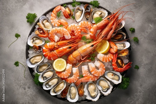 stock photo of A plateau de fruits de mer is a seafood Food Photography AI Generated