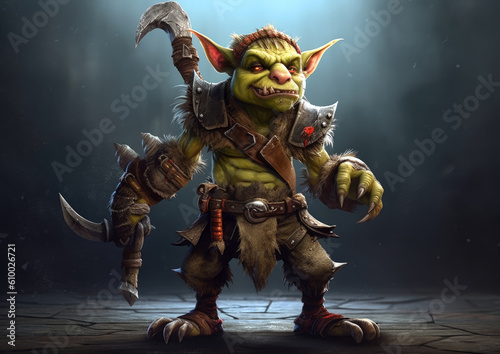 male goblin adventurer . Generative AI