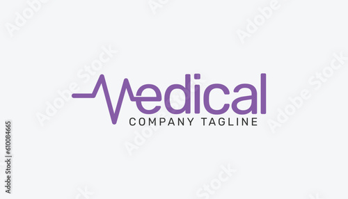 letter m medical logo with typographic ecg heartbeat incorporated in the initial m letter vector