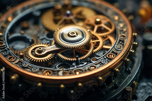 Intricate Mechanics: Close-Up of a Fascinating Mechanism. Precision Engineering, Detailed Complexity, Mechanical Marvel.