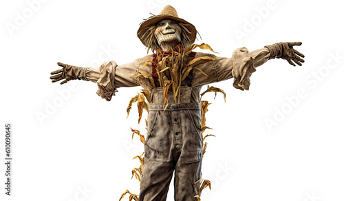 A scarecrow isolated on transparent background - Generative AI