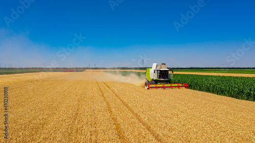 Combine, harvester machine, harvest ripe cereal, wheat