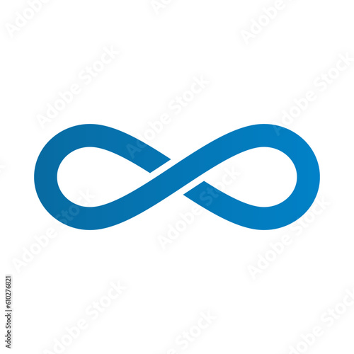 Blue infinite icon. Unlimited. Vector.