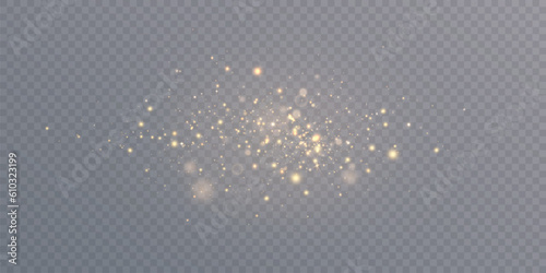 Light effect with lots of shiny shimmering particles isolated on transparent background. Vector star cloud with dust. 