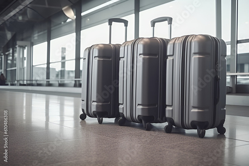 Suitcase, holiday travel, airport Generative AI