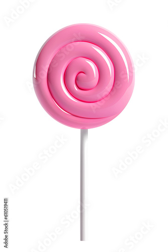 Pink lollipop isolated on transparent background. PNG format