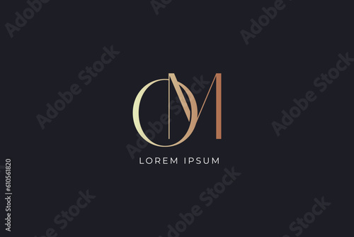 Om letter fashion brand design modern style creative golden wordmark design typography illustration, om initials, om golden luxury 