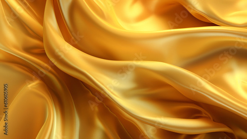 gold silk waves wallpaper, generative ai
