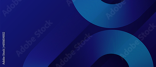 Blue abstract background with blue glowing diagonal rounded lines. Modern shiny geometric lines pattern. Suit for poster, banner, brochure, corporate, presentation, website, flyer. Vector illustration