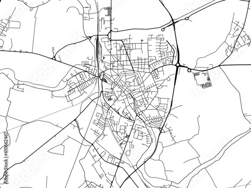 Vector road map of the city of Rovigo in the Italy on a white background.