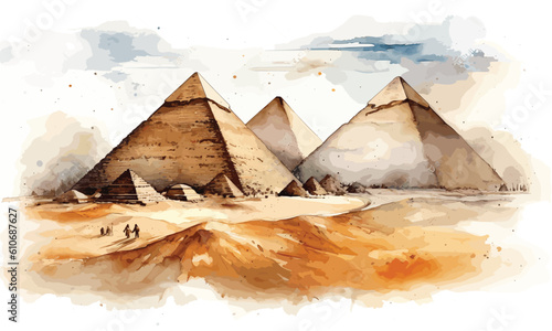 Pyramid of pyramids watercolor.