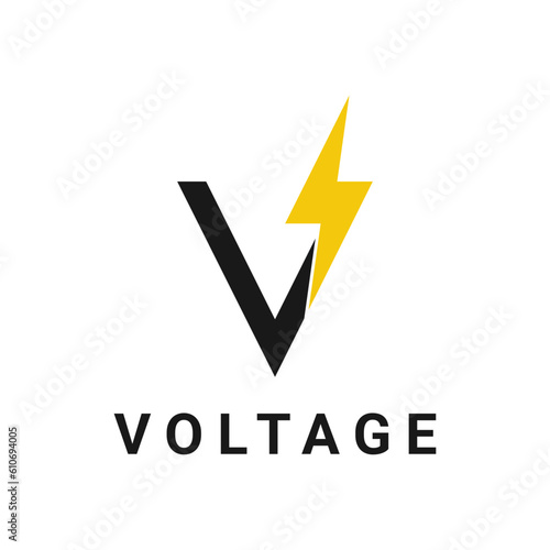 Initial Letter V Volt Electric Logo Design