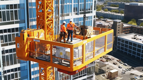 View from a high construction crane. Generative AI