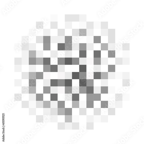 Round shaped censor blur effect pattern. Pixel checkered mosaic texture hiding prohibited content. Parental control, adult only, censorship or privacy concept