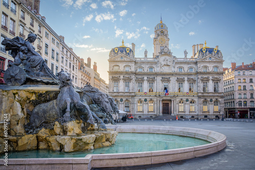 View of the fountain Bartholdi in Lyon France