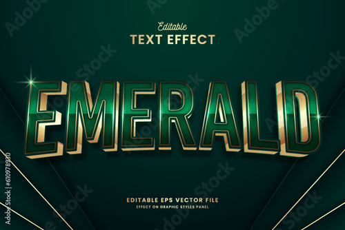 decorative emerald golden editable text effect vector design