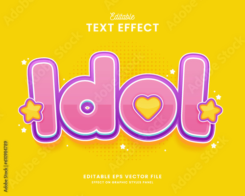 decorative idol editable text effect vector design