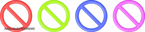 Prohibition Sign 3d set ,ban icon 